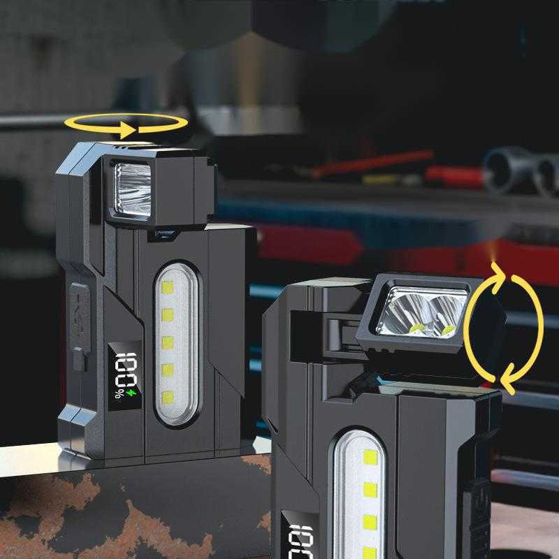 Flashlight Work Light New Magnetic Work Light USB Charging Digital Display Multiangle Rotatable Red Blue Police W251025