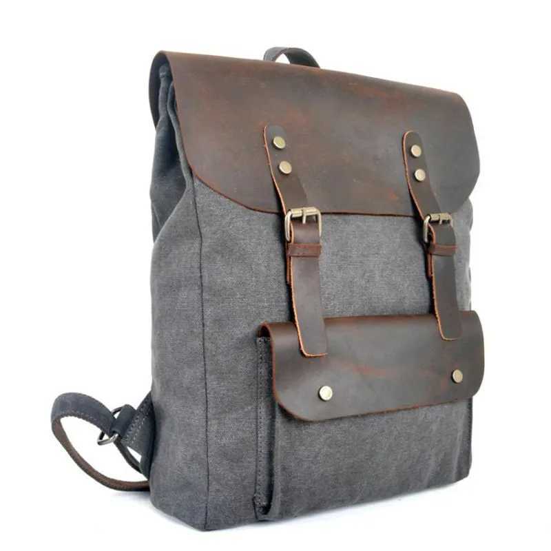Fashion Backpack Leather Canvas men Backpack Women School Bag Bagpack Rucksack male Daypack Knapsack Teenager mochila Hiking New W251025