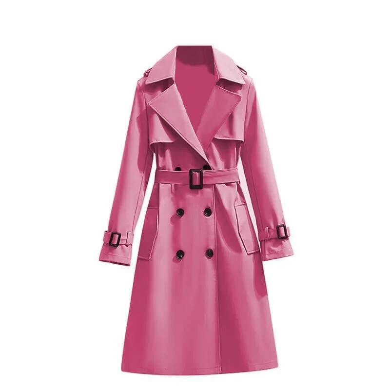 Casual Chic Korean Style Women's Long Sleeve Coat Spring Autumn New Fashion Middling Length Outerwear Elegant Windbreaker dongdumaoyi