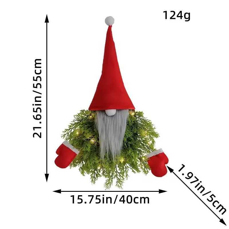 40x55CM Glowing Faceless Wreaths Crative Christmas Hanging Garland Ornament For Wall Door Window Fireplace Home Hotel C251024