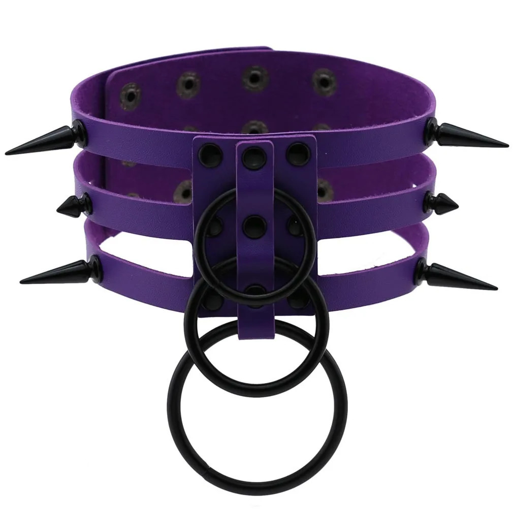 Fashion Women Men Black Rivet Leather Bondage Choker Necklace Punk Circle Spike Goth Collar Harajuku Necklaces Emo Witch Jewelry 251023