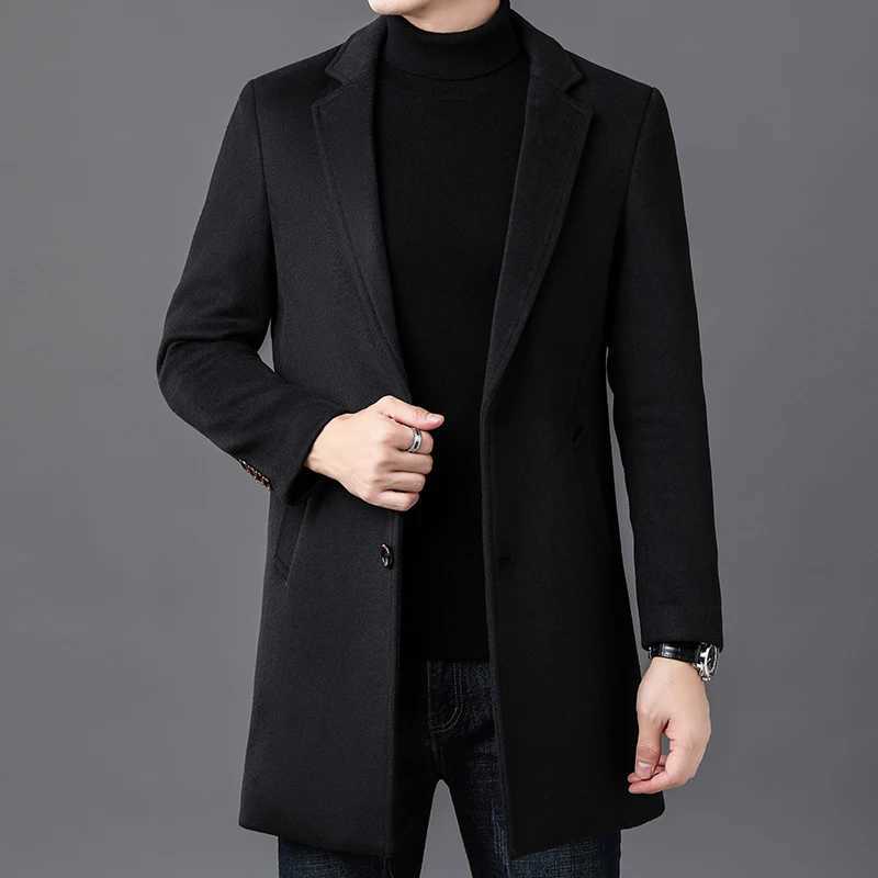 High Quality Mens MidLength Woolen Coats 2025 Autumn Winter Business Casual Wool Windbreaker Jackets Outwear Overcoat Clothing J251115