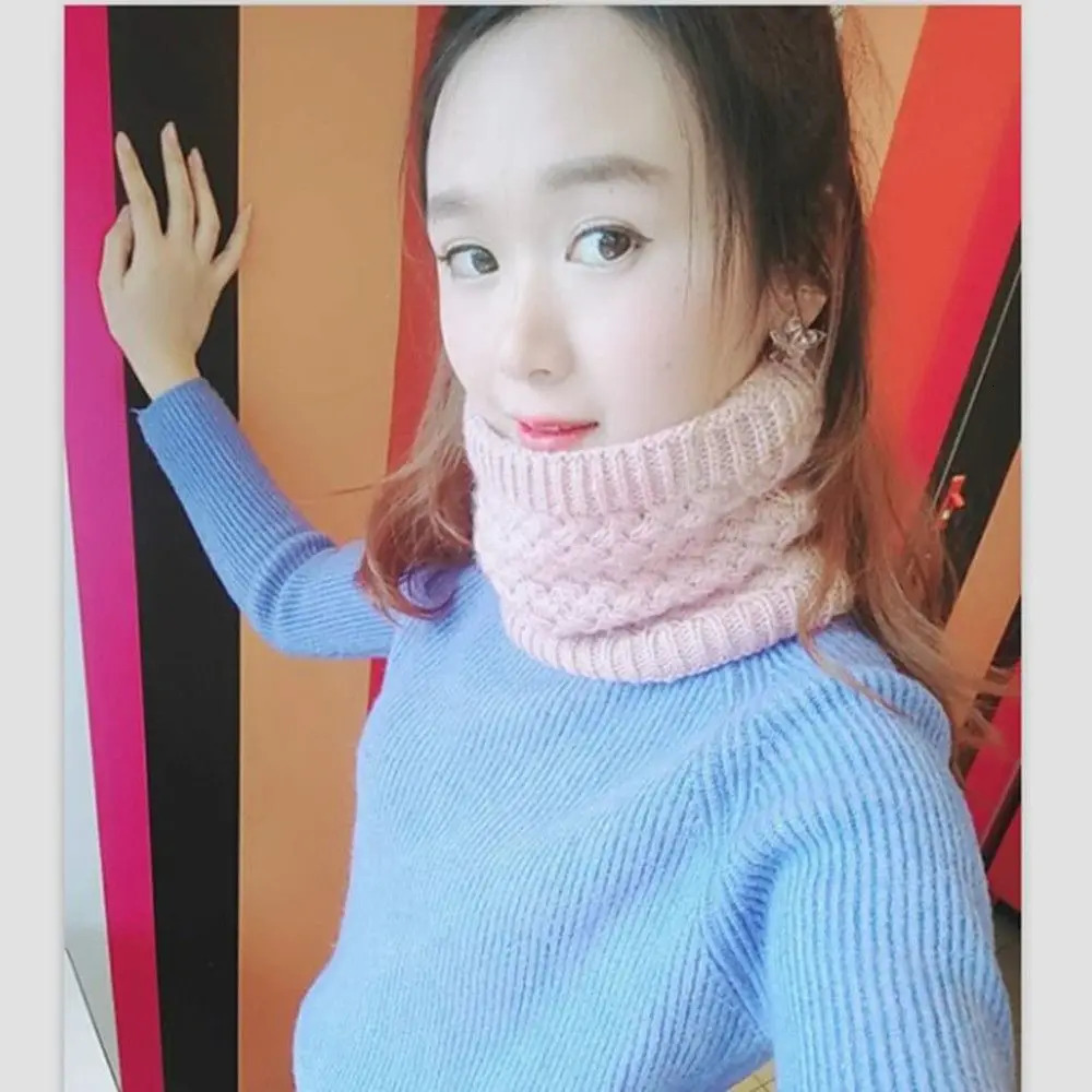 Solid Color Thick Outdoor Sports Neck Gaiters Snood Neck Warmer Autumn Winter Thermal Knitted Scarf Neckerchief 251020