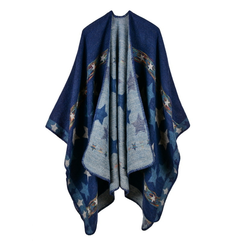 New Womens Star Color Stripe Imitation Cashmere Shawl Extra Long Thick Versatile Multiuse Shawl