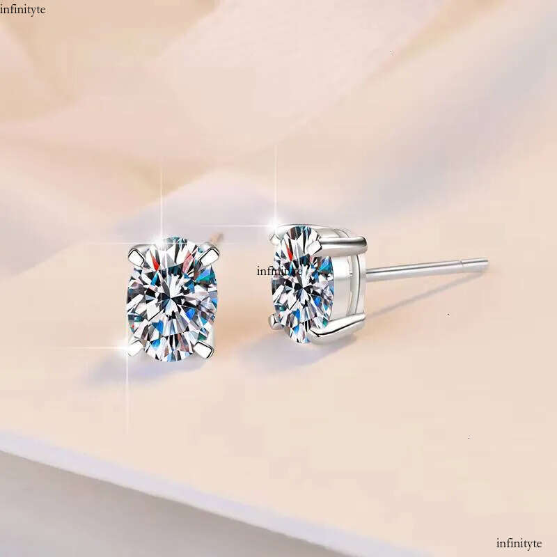 Fine Jewelry Women's Minimalist 0.5Ct/1Ct/2ct Oval Cut Dia S Sterling Sier VVs1 Moissanite Earrings