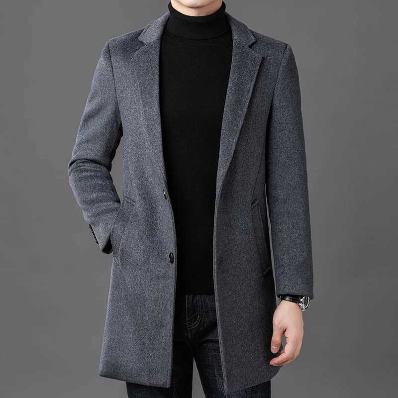 High Quality Mens MidLength Woolen Coats 2025 Autumn Winter Business Casual Wool Windbreaker Jackets Outwear Overcoat Clothing J251115
