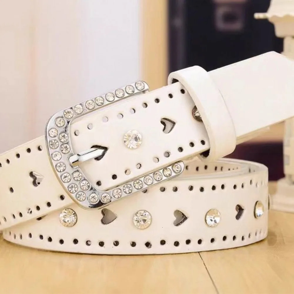Korean Style Womens Rhinestone Belt Vintage Hollow Out Fashionable Waistband for JeansDresses Y2K Punk Inspired 251024