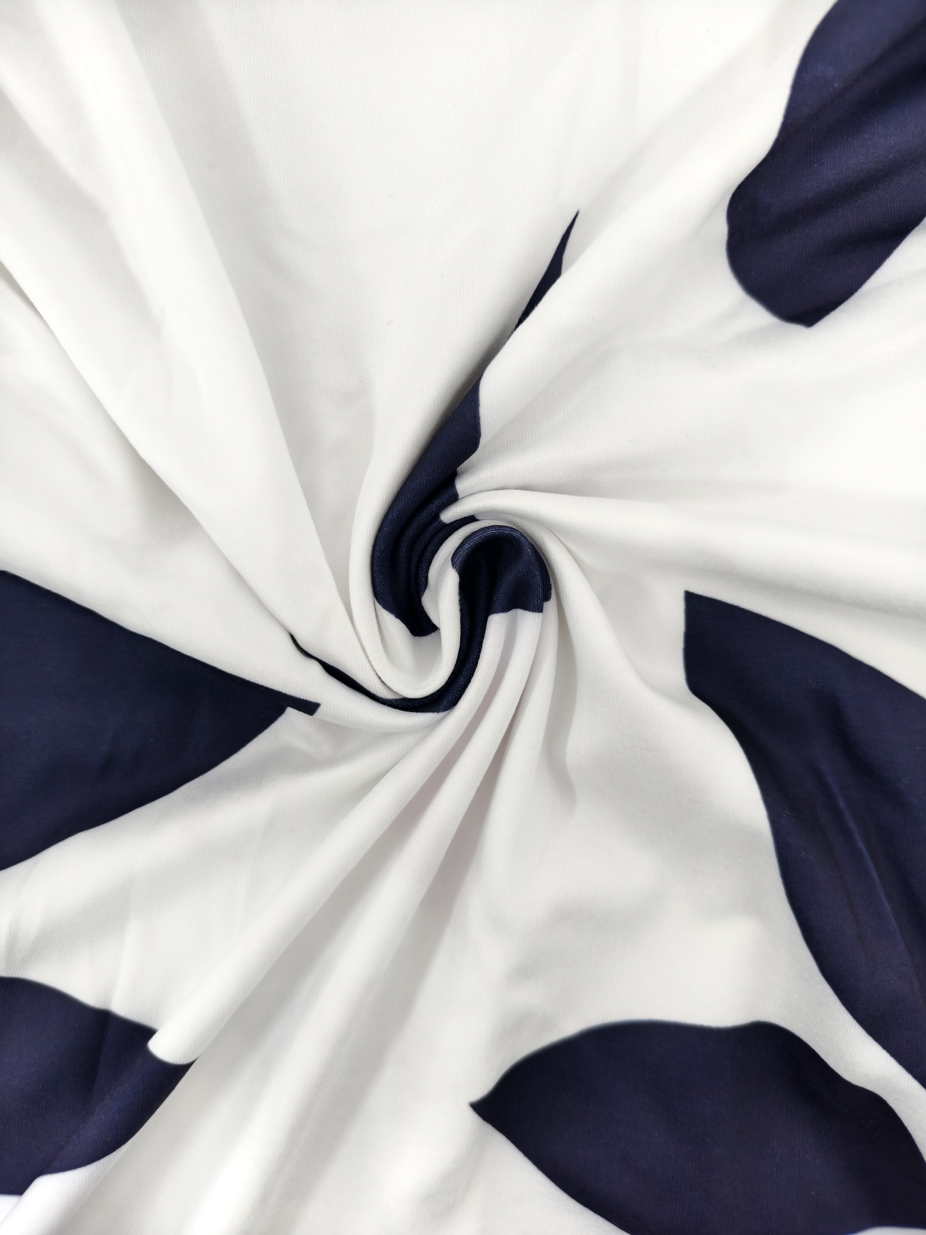 Spring Summer New Women's Fashion Vacation Style Plant Leaf Printed V-Neck Midi Dress, Milk Silk White Dress, S-XXL---CF52919