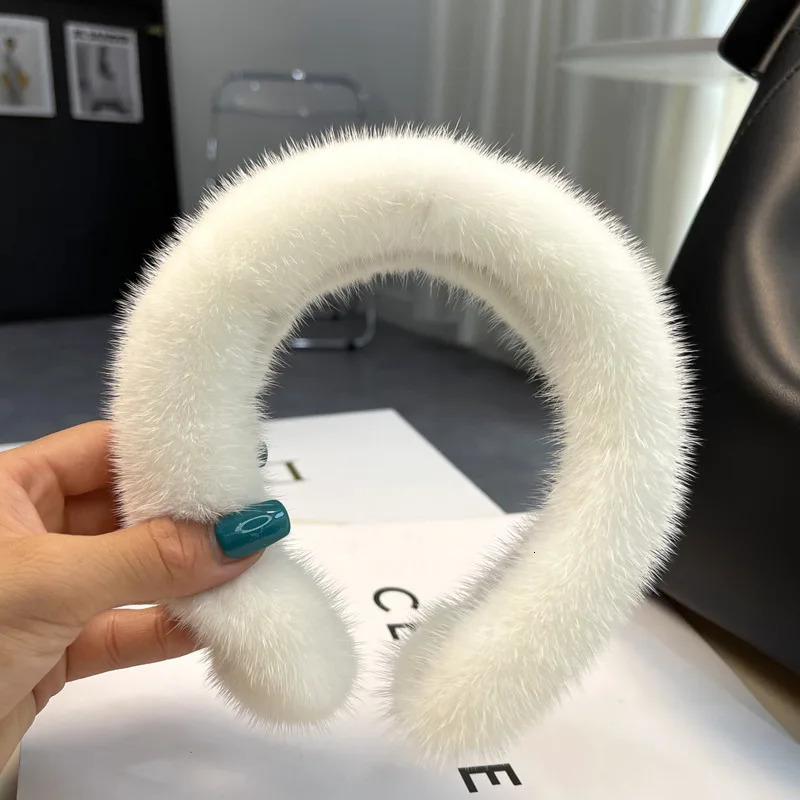 Real Mink Fur Hair Hoop Winter Wash Face Mink Hair Headwear Natural Mink Fur Headbands Fashion Hair Hoop Furry Gift For Women 251023