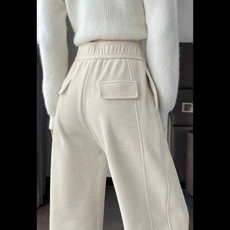 Onwhite Woolen Pants for Women in Autumn and Winter Thickened Highwaisted Slimming Straightleg Casual Wideleg PantsT251025