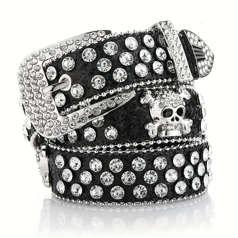 Glamorous RhinestoneRiveted PU Belt The Perfect WesternStyle Accessory for Y2K Jeans 251024