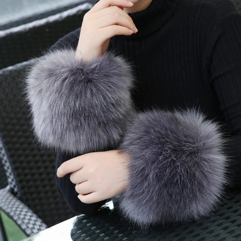 Winter Fur Sleeves Fake Fur Cuffs Female Jackets Cuffs Arm Warmer Fur Hand Ring Wrist Warmer Fur Bracelet Oversleeve 251023