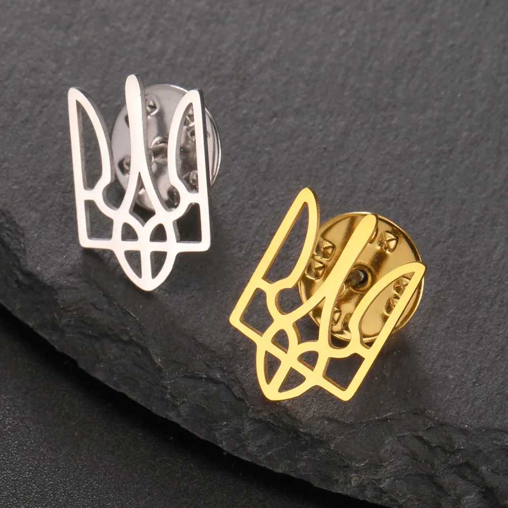 COOLTIME Ukrainian Trident National Emblem Brooch Stainless Steel Fashion Badge Brooch Pins Jewelry Clothing Accessories J251115