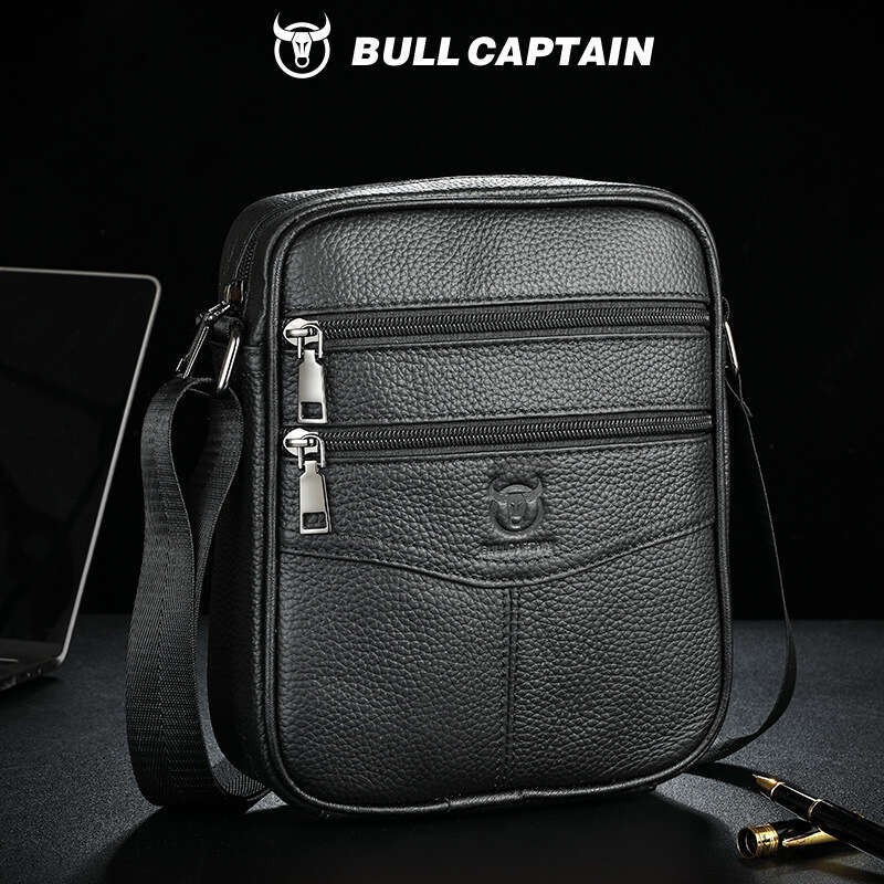 Captain Cow Goods Men S Genuine Leather Single Shoulder Crossbody Top Layer Cowhide High End Feel Inch Flat Vertical Cash Bag High Quality