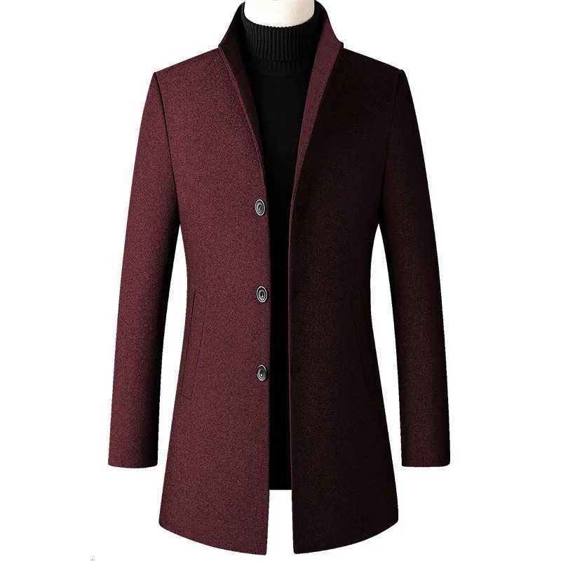 New Autumn and Winter Woolen Coat Mens Medium and Long Wool Woolen Coat Woolen Men Trench CoatT251025