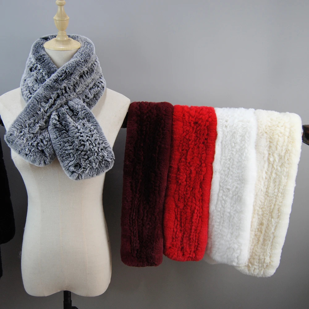 Russia Winter Real Rex Rabbit Fur Scarf Women Winter Warm 100 Natural Rex Rabbit Fur Scarves Lady Knitted Real Fur Mufflers 251020