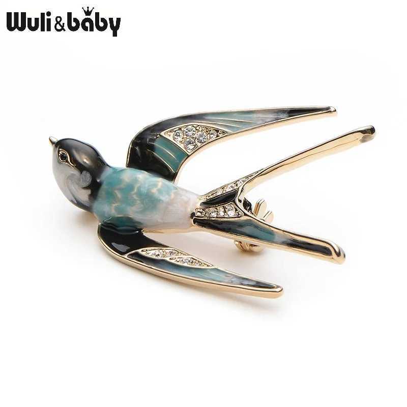 Wulibaby Flying Swallow Bird Brooches For Women Unisex 3color Lovely Enamel Birds Animal Party Office Brooch Pins Gifts J251115