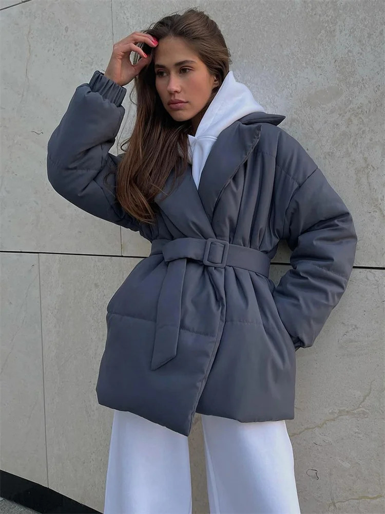 Tossy Winter LaceUp Pocket Parkas Outwear Female VNeck Loose Long Sleeve Fashion High Waist Bandage Coat Ladies Solid Outwear 251013