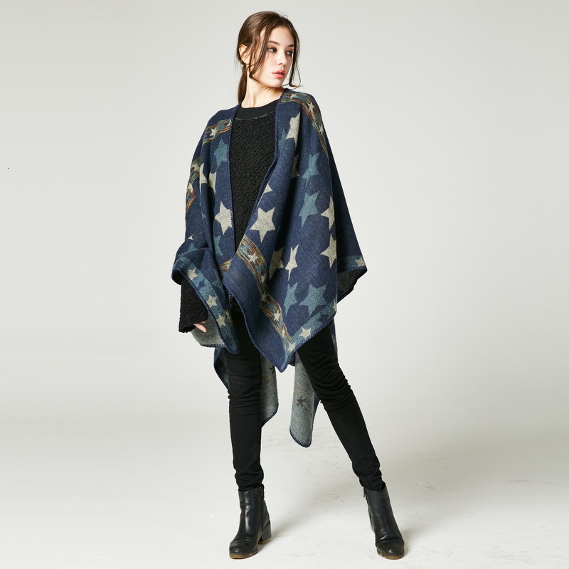 New Womens Star Color Stripe Imitation Cashmere Shawl Extra Long Thick Versatile Multiuse Shawl