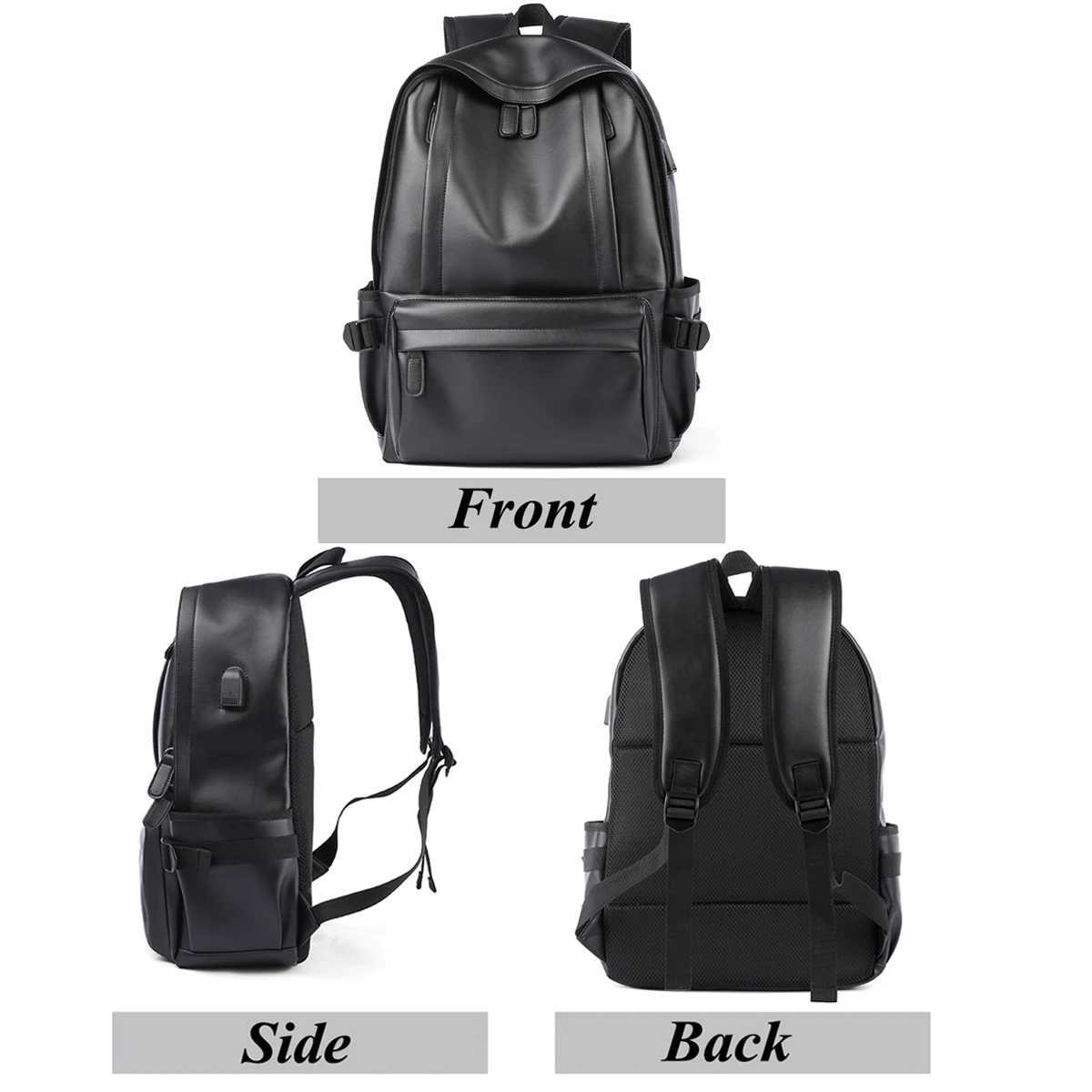 Leather Backpack for Men 14 inch Laptop Backpack Travel Daypack with USB Port Water Resistant Leather Business Daypack W251025