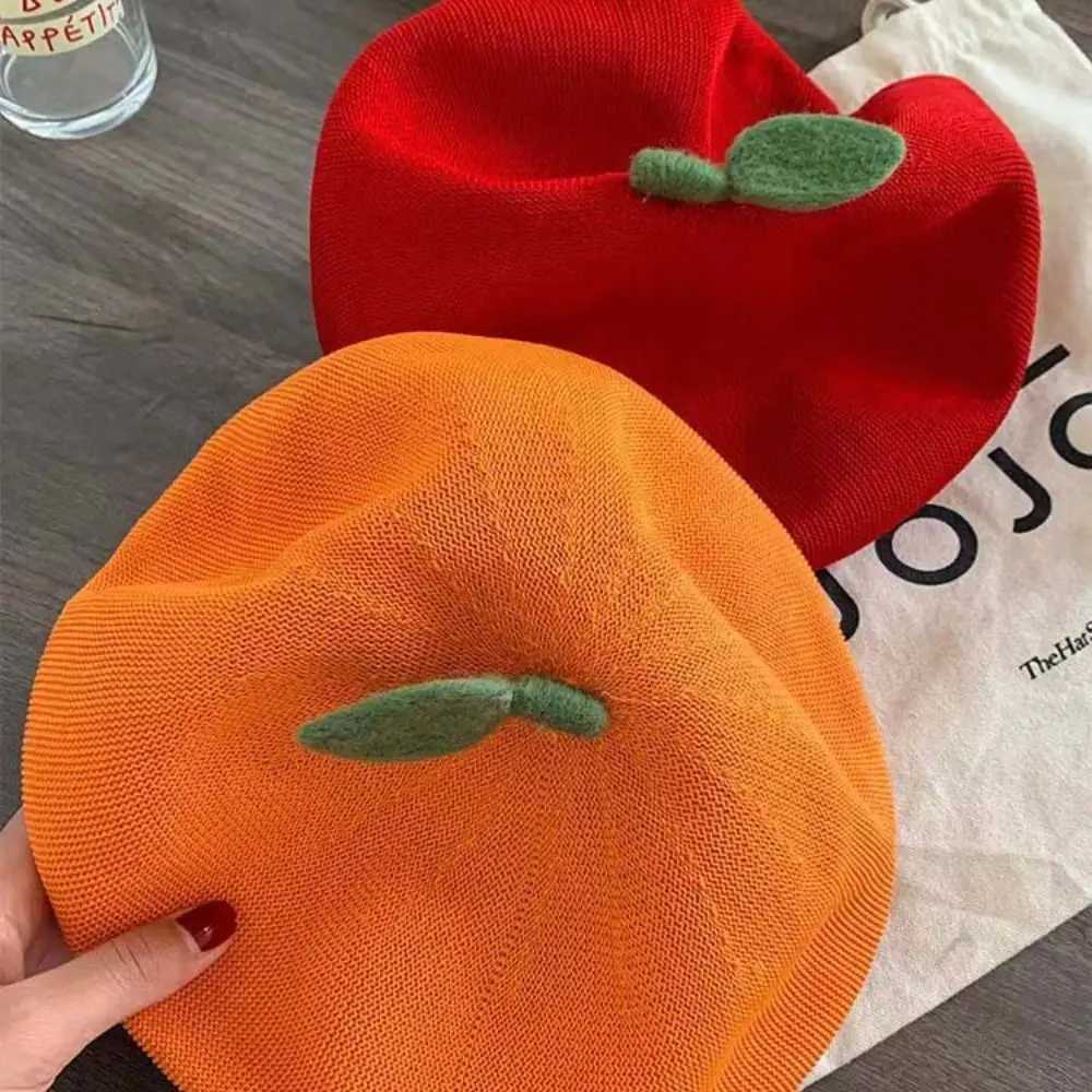 Fashion Peach Girl Painter Hat Breathable Orange Beret Fruit Cs Fresh Cute Casual Beanie Beret C Wen Girls Y251025