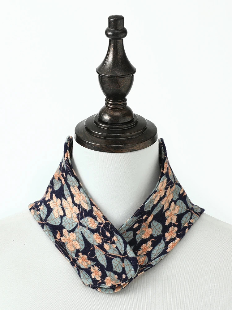 Neck Warmer Autumn Winter Women Soft Cotton Print Small Scarf Bowknot Neckerchief Snap Closure Seniors Warm Ring Collar Unisex 251020