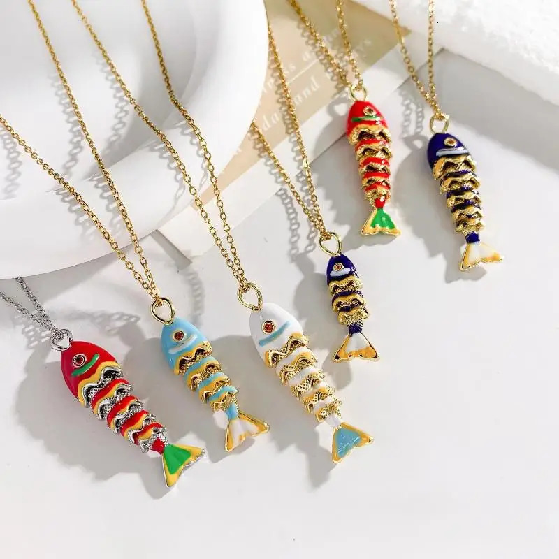 Exquisite Ocean Small Fish Pendant Necklace For Women Stainless Steel Personalized Collarbone Chain Cute Jewelry Gift 251023