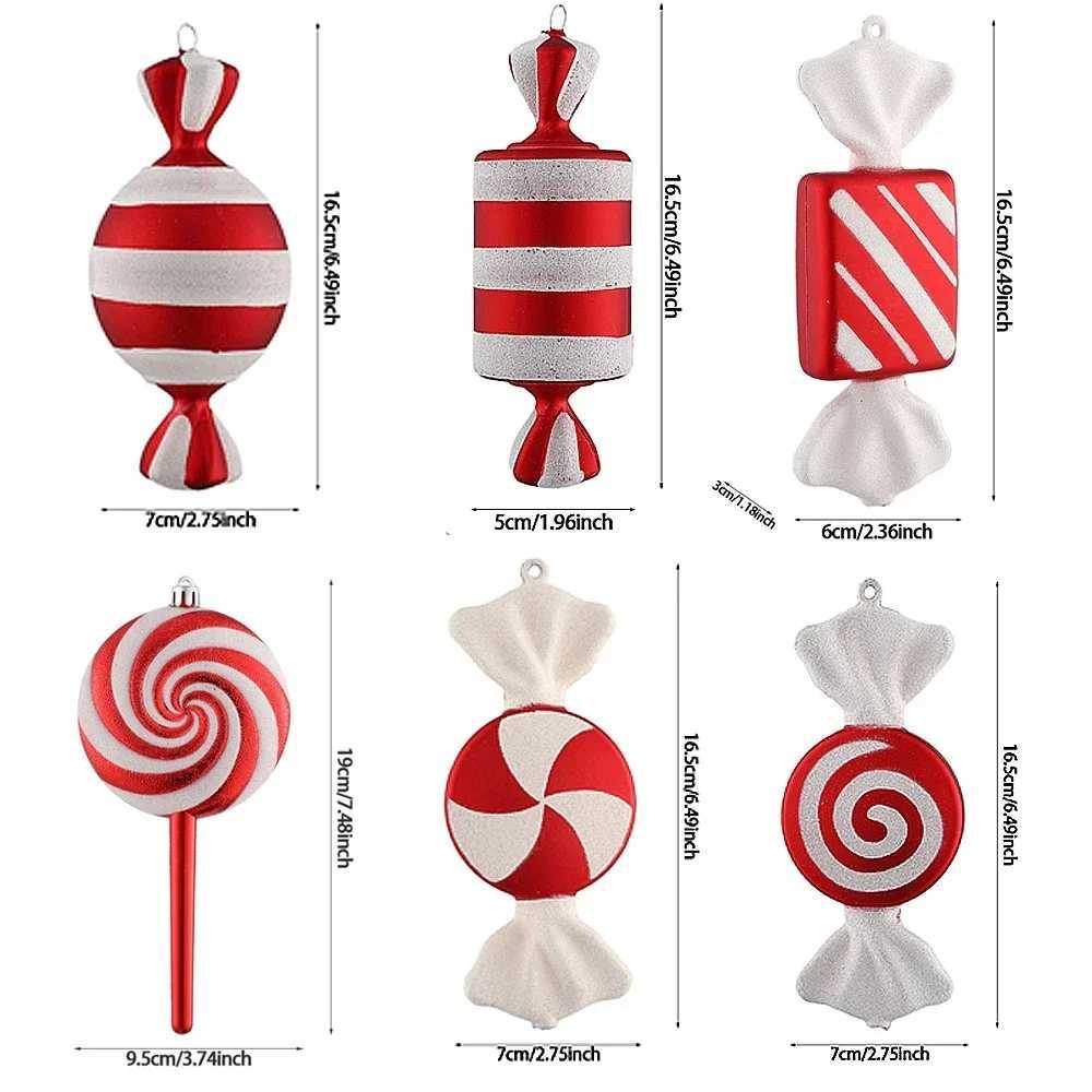 6Pcs Christmas Hanging Candy Balls Red White Candy Pendant Home Party Christmas Tree Decorations Navidad Winter New Year C251024
