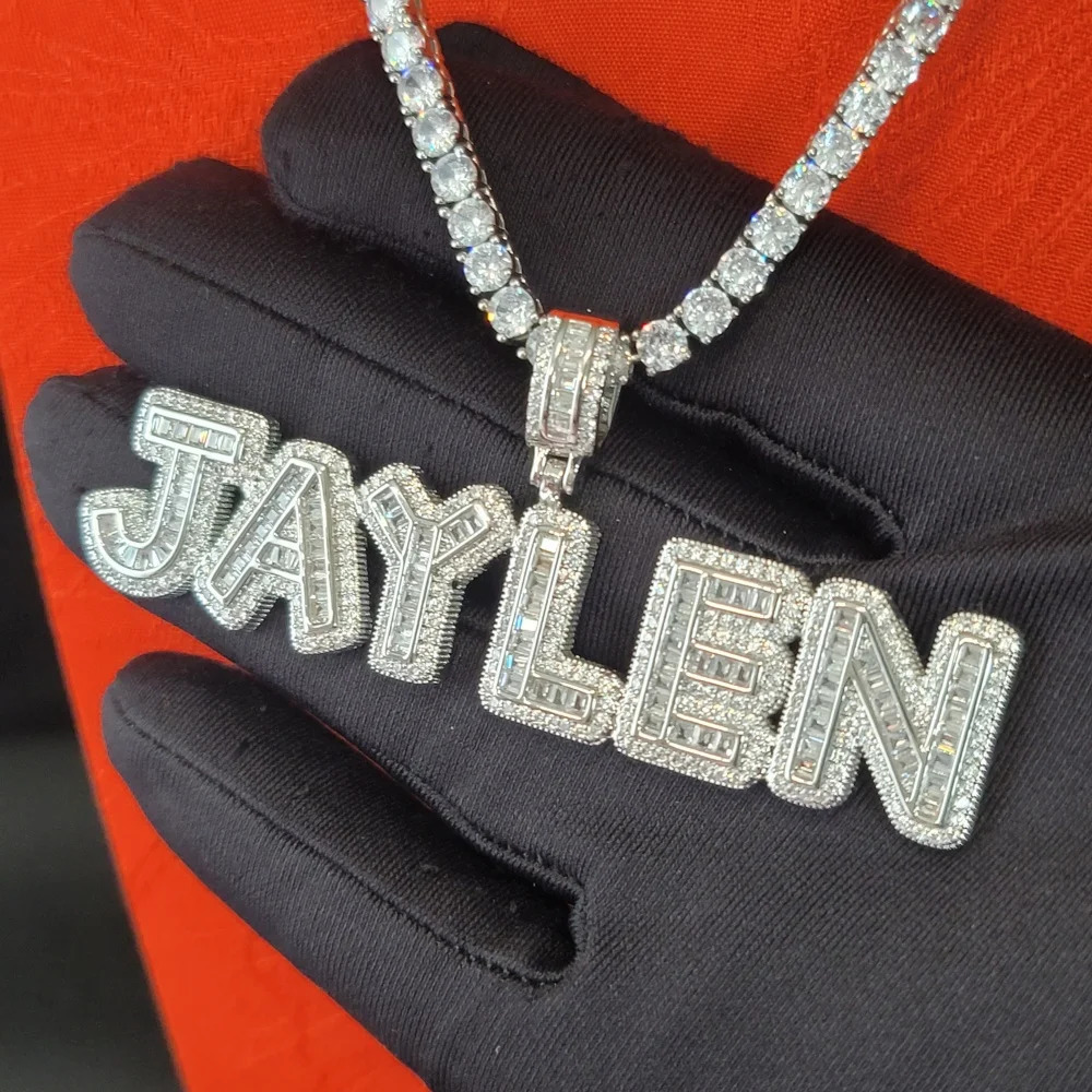 Hip Hop Cubic Zircon Custom Name Iced Out Letter Necklaces Cubic Zirconia For Men Women Jewelry Personalized For Her Gifts 251023