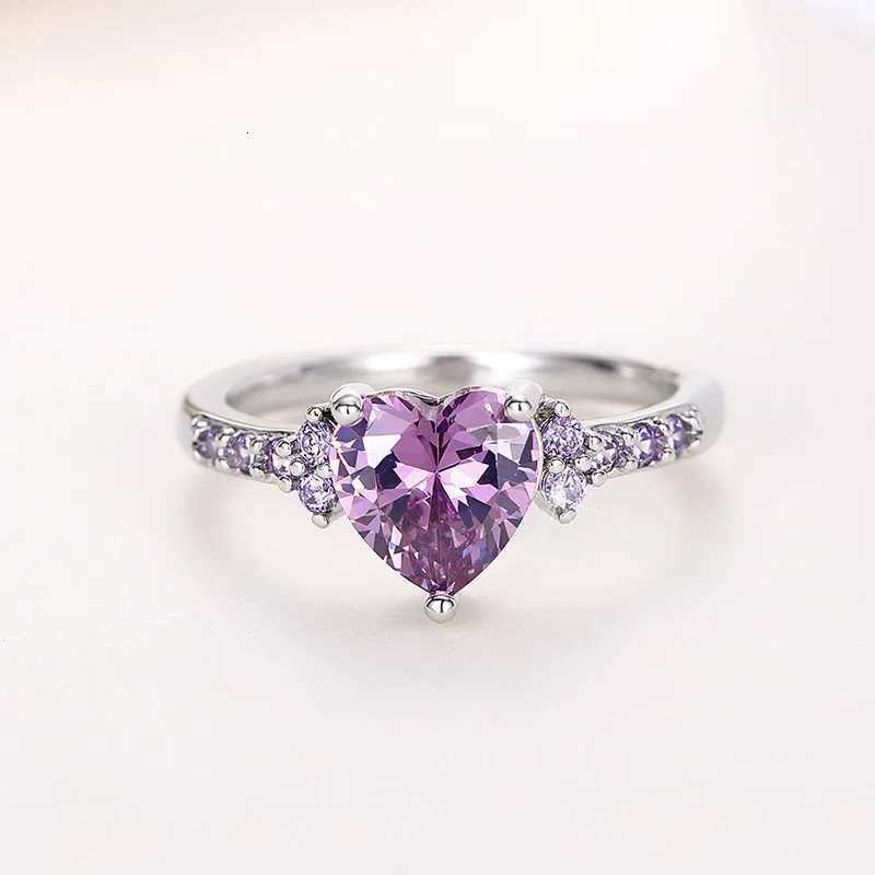 925 Sterling Silver Purple Love Rings New Fashion Jewelry for Women Wedding Engagement Party Temperament Female Accessories GiftXJ251025