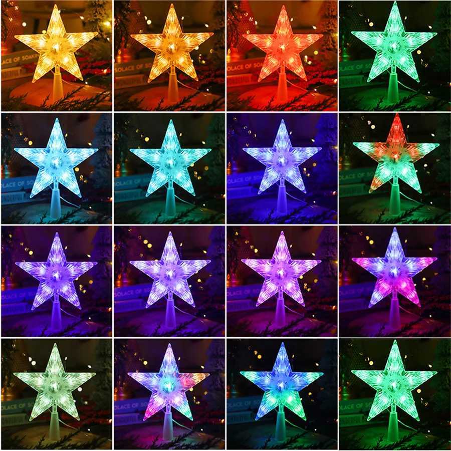 USB Powered RGB LED Fivepointed Star Christmas Tree Top Lights Dia 22CM New Year Decoration Garland Fairy Lights for Xmas Decor C251024
