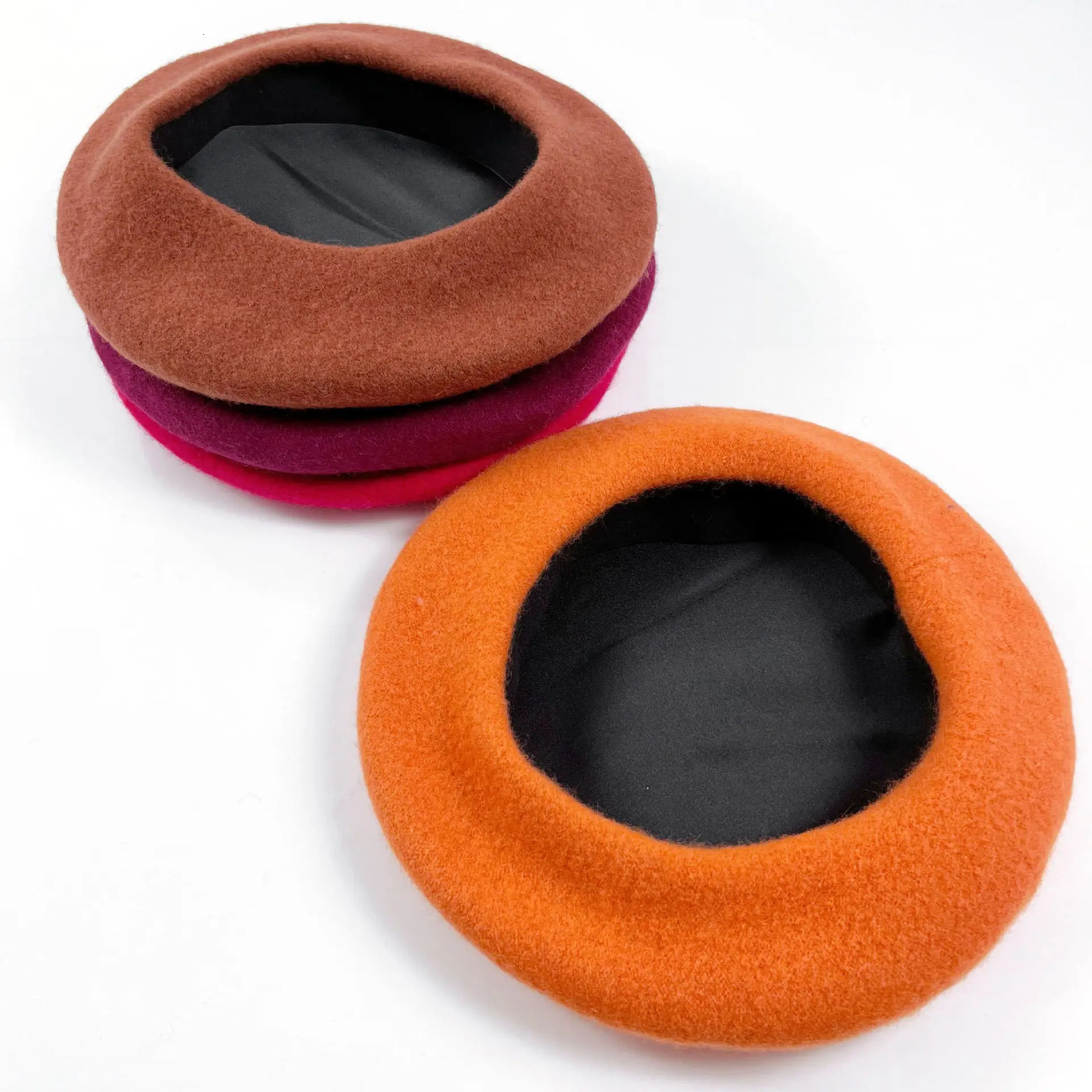 Wool Beret Winter Hat Women Big Head Size Stretch Simple Solid Boina Plain Beret Solid Color Elegant Lady All Matched Autumn 251023