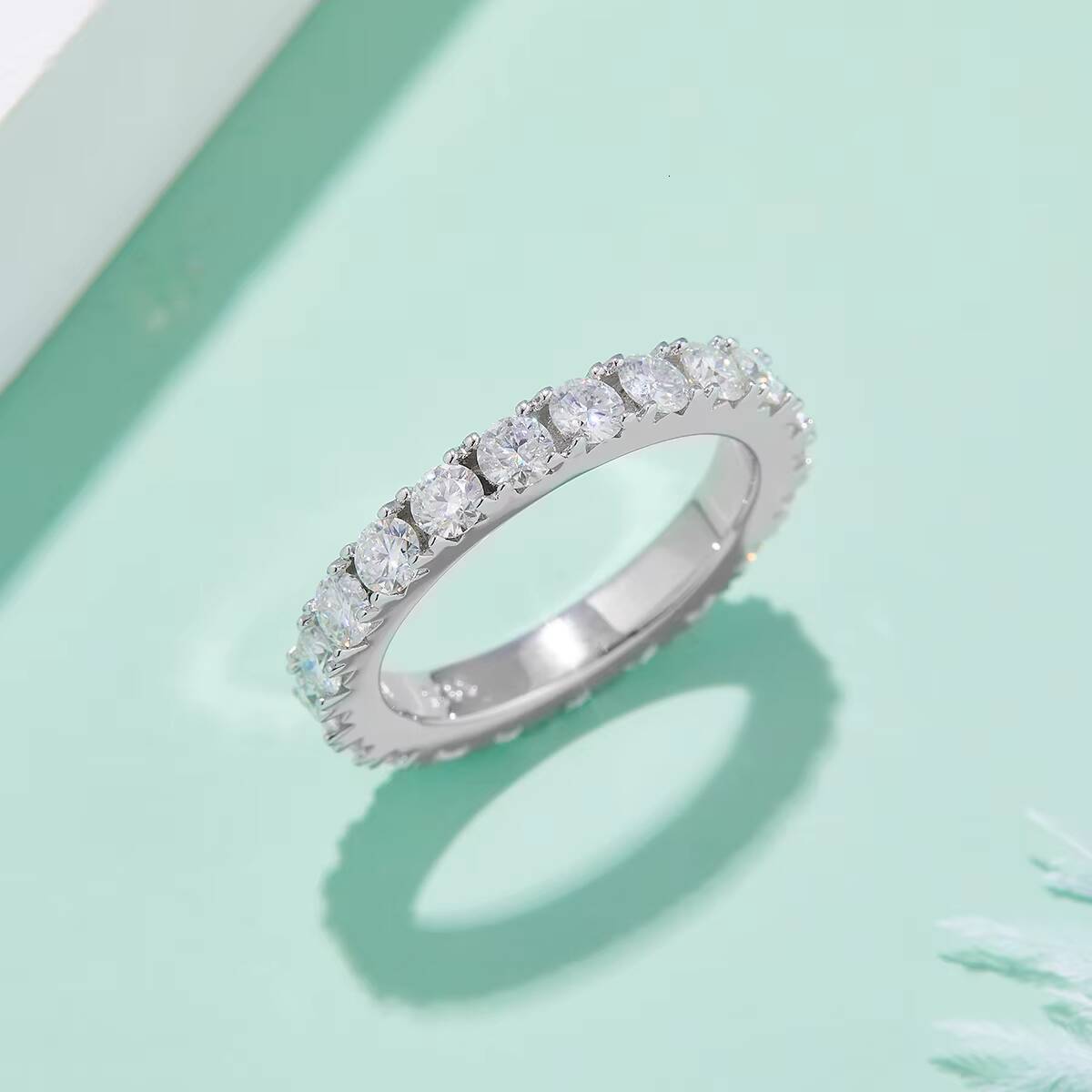 S925 Silver Platinum Moissanite Full Ring 30mm Stylish Ring Micro Nail Diamond Stone 30mm Stylish Ring Micro Nail Diamond