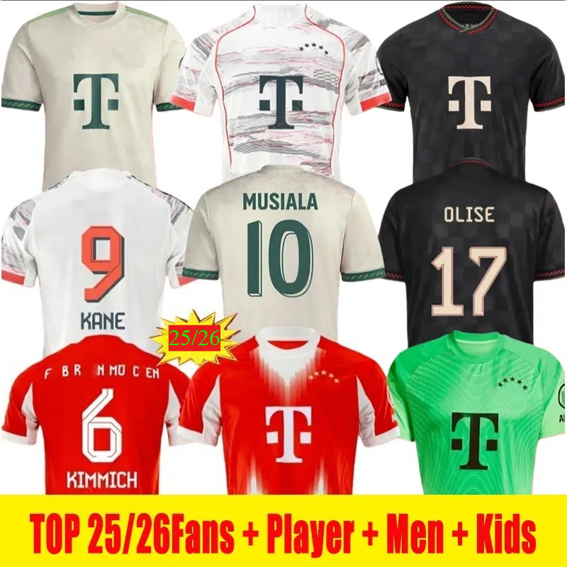 25 26 KANE BSTN soccer jerseys SANE BAYERNS BayernS MUSIALAS MUNICH DANKES FRANZ GNABRY OLISE DAVIES KIMMICH football shirt SPECIAL 2025 2026 HOME AWAY Kids uniforms
