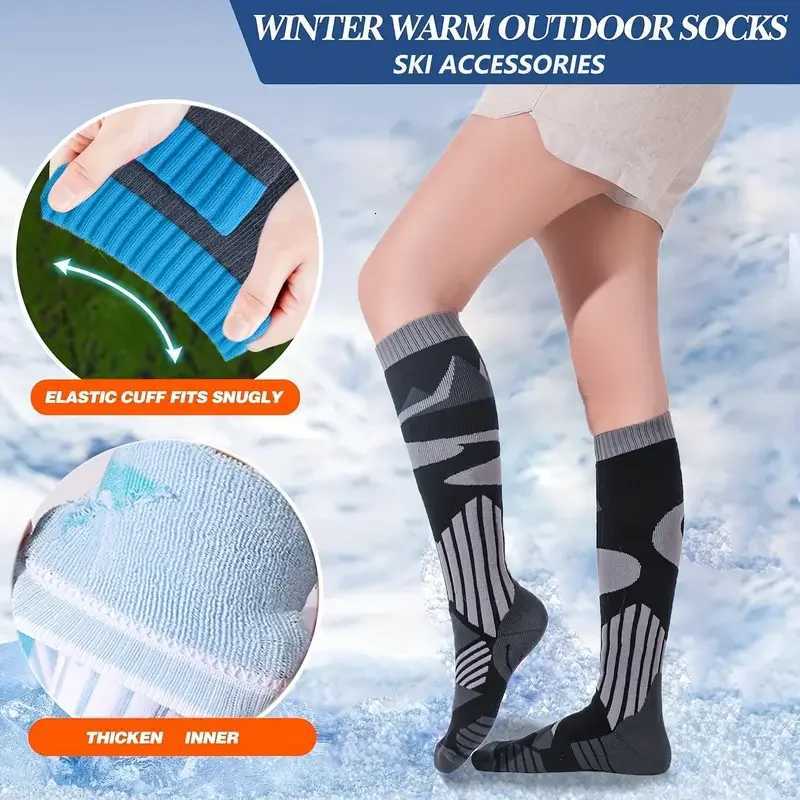 1Pair Ski Sock Thicker Sports Soft Thicken Cotton Winter Men Women Snowboard Cycling Soccer sock High Elastic Thermal Socks Y251024