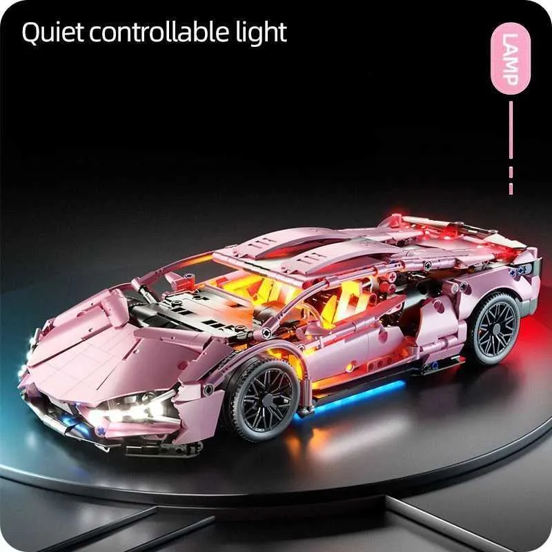 1299 PCS Tech 1 14 Pink Racing Sports Car Building Blocks Assemble Brick Car Toys for Girls Birthday Gifts Christmas Gifts Z250821