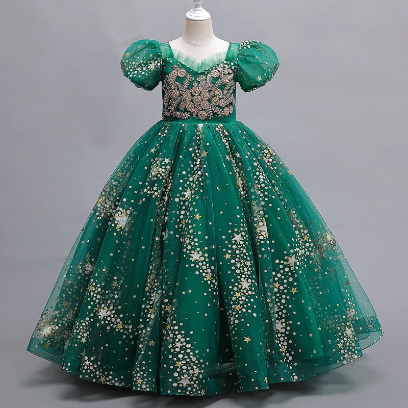 8905 Girls Flower Wedding Dress Long Sleeveless Summer Princess Rainbow Host Gift Performance Program 251023