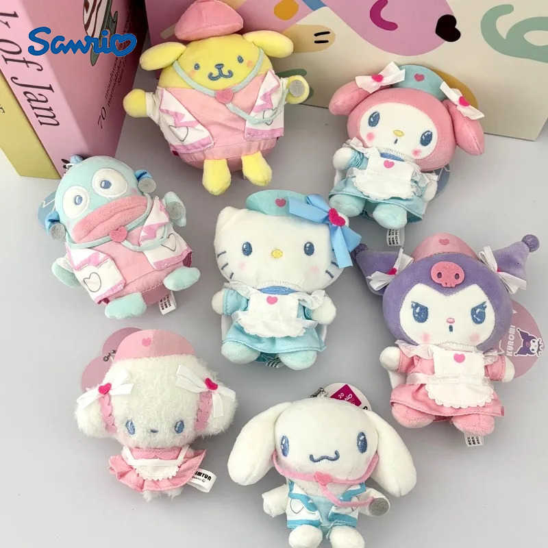 Sanrio Kawaii Doctor Nurse Series My Melody Kuromi Cogimyun Hello Kitty Plush Keychain Decoration Doll Backpack Charm Girls Gift L251025