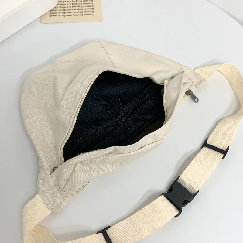 Street style Waist Bag Woman Canvas Fanny pack Phone Pack Large capacity Crossbody Chest Bags Unisex Hip hop Belt Bag Waist pack 251023