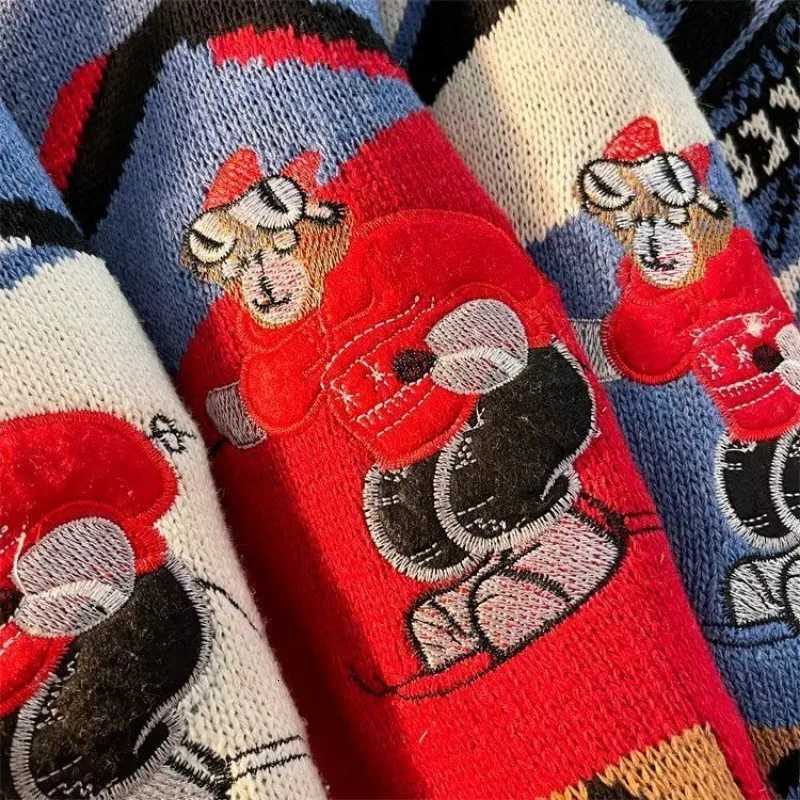 New Retro Christmas Tree Style Sweater For Men And Women In Autumn And Winter With Loose High Neck And Velvet Padded Sweater TopT251025