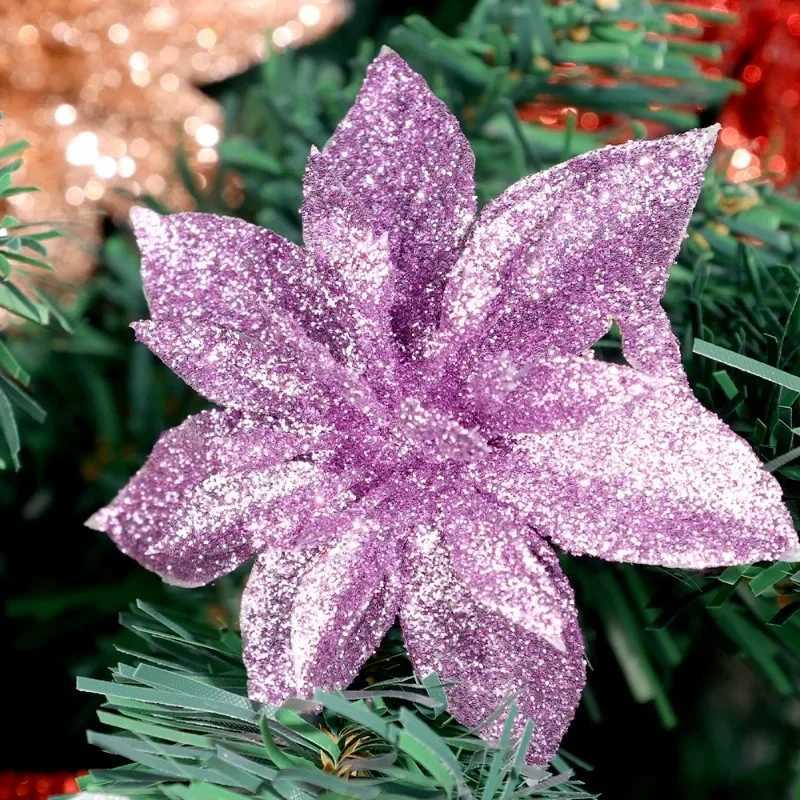 505PCS Christmas Artificial Flowers Xmas Tree Wreath Ornaments Glitter Fake Flower Wedding New Year Party Decoration Gifts C251024