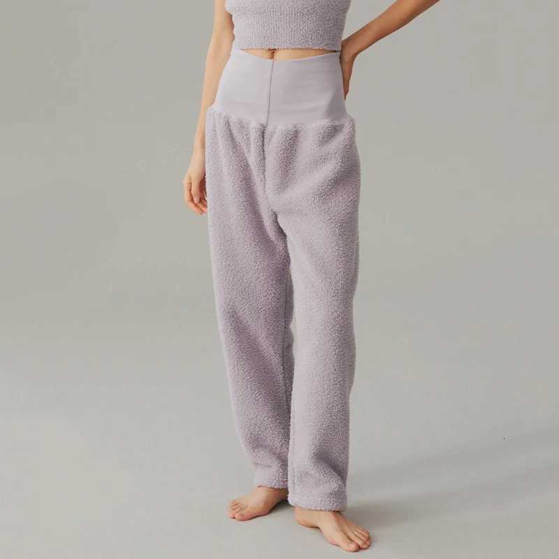 New Coral Fleece High Waist Home Pants Women Autumn Winter Warm Casual Pants Woman Outdoor Solid Loose Thermal Trouser FemaleT251025