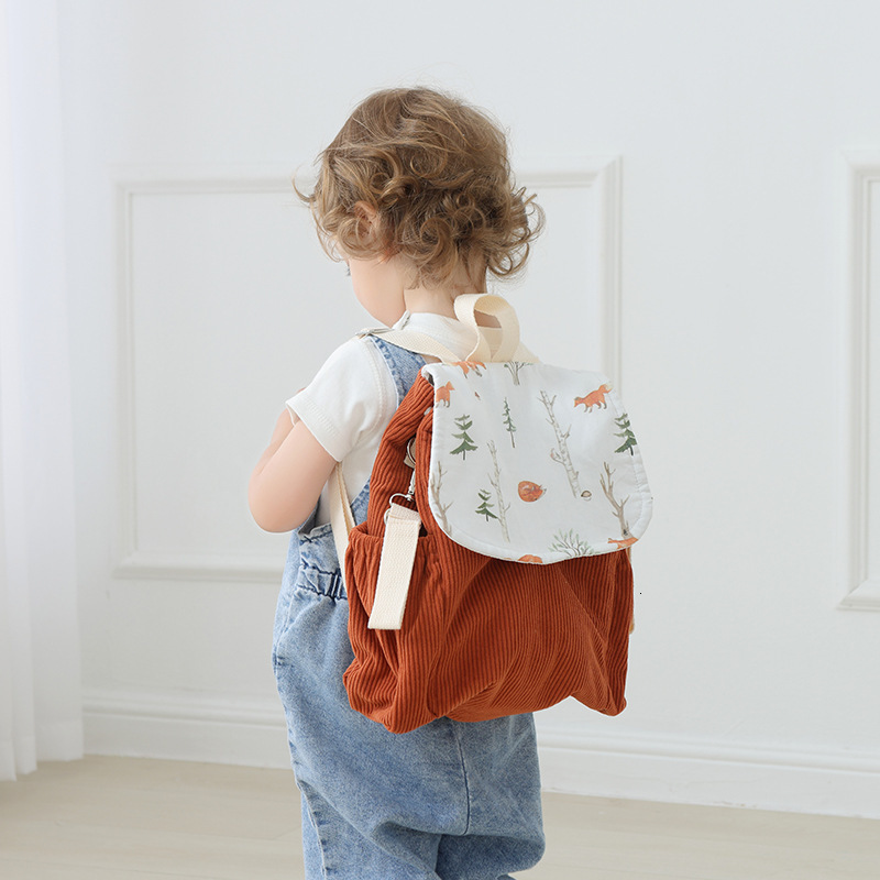 New Boys' and Girls' Designer Backpacks, Outdoor Small Backpacks for Preschoolers, Lightweight Corduroy Backpacks for Children