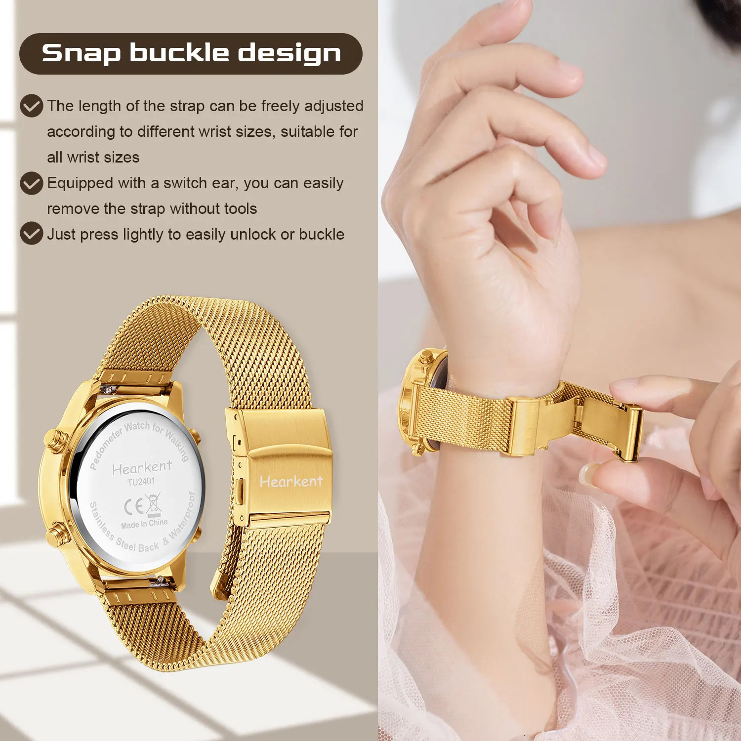Hearkent Pedometer Watches Sport Step Counter Womens Digital Watches Calories Mile Tracker Waterproof 30M for Walking Running 251021