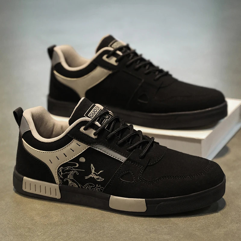 Mens easy to wipe clean skate shoes good grip low top laceup sneakers mens shoes 251023