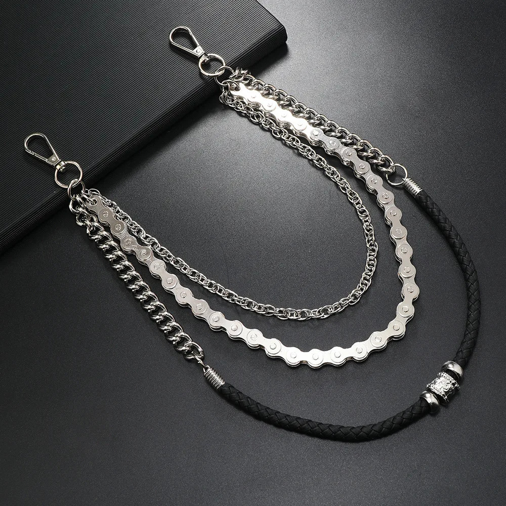 Europe and America selling item Punk Style leather Bicycle chain jeansmultilayer Accesso ries 251023