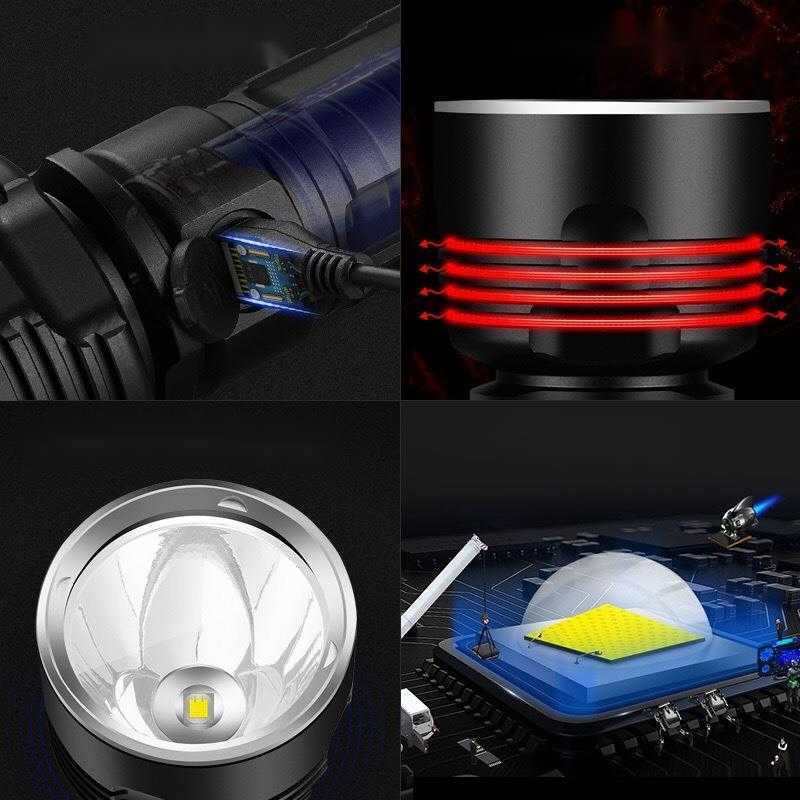 High Brightness LongRange Flashlight Rechargeable UltraBright Aluminum Alloy Fixed Focus LED MultiFunction Outdoor Patrol Flashlight W251025