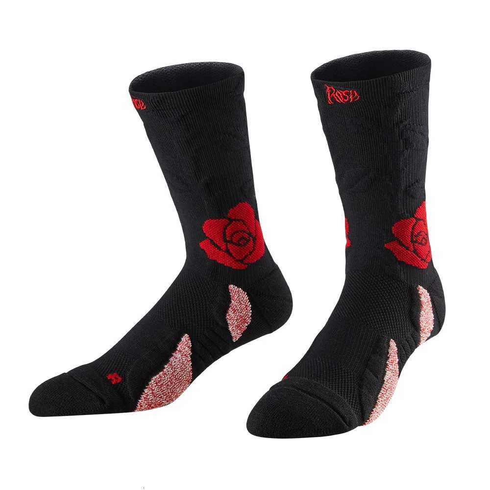 Veidoorn 2025 NonSlip Sports Socks with Rose Floral Design Breathable Cushioned Athletic Socks for Running Gym Yoga Performance Y251024