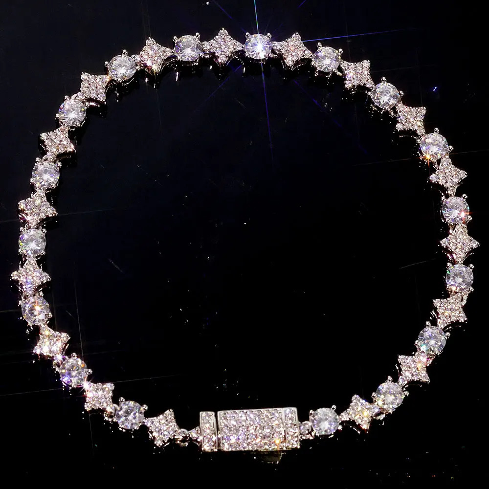 Light Hip Hop Cubic Zirconia Cross Tennis Bracelet for Man Women High Quality Sun Star Tennis Bracelets Jewelry 251023
