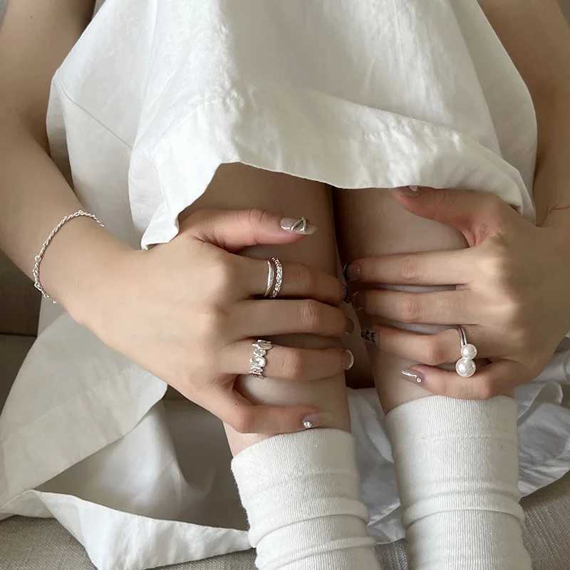 925 Sterling Silver Geometric Lrregular Ring For Women Double Layered Inspirational Personalized Hip Hop Open Ring StackableXJ251025